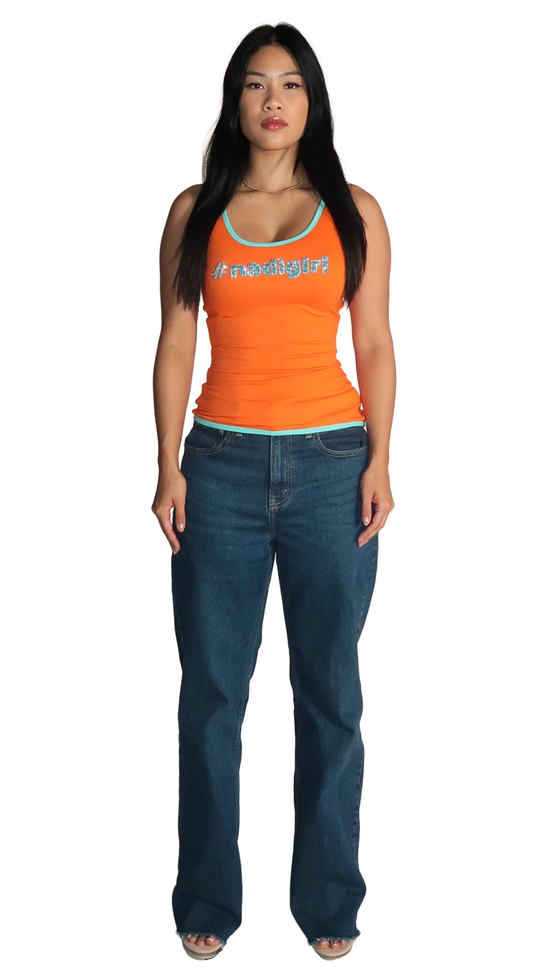 ORANGE/BLUE #nadigirl TANK TOP - Image 6