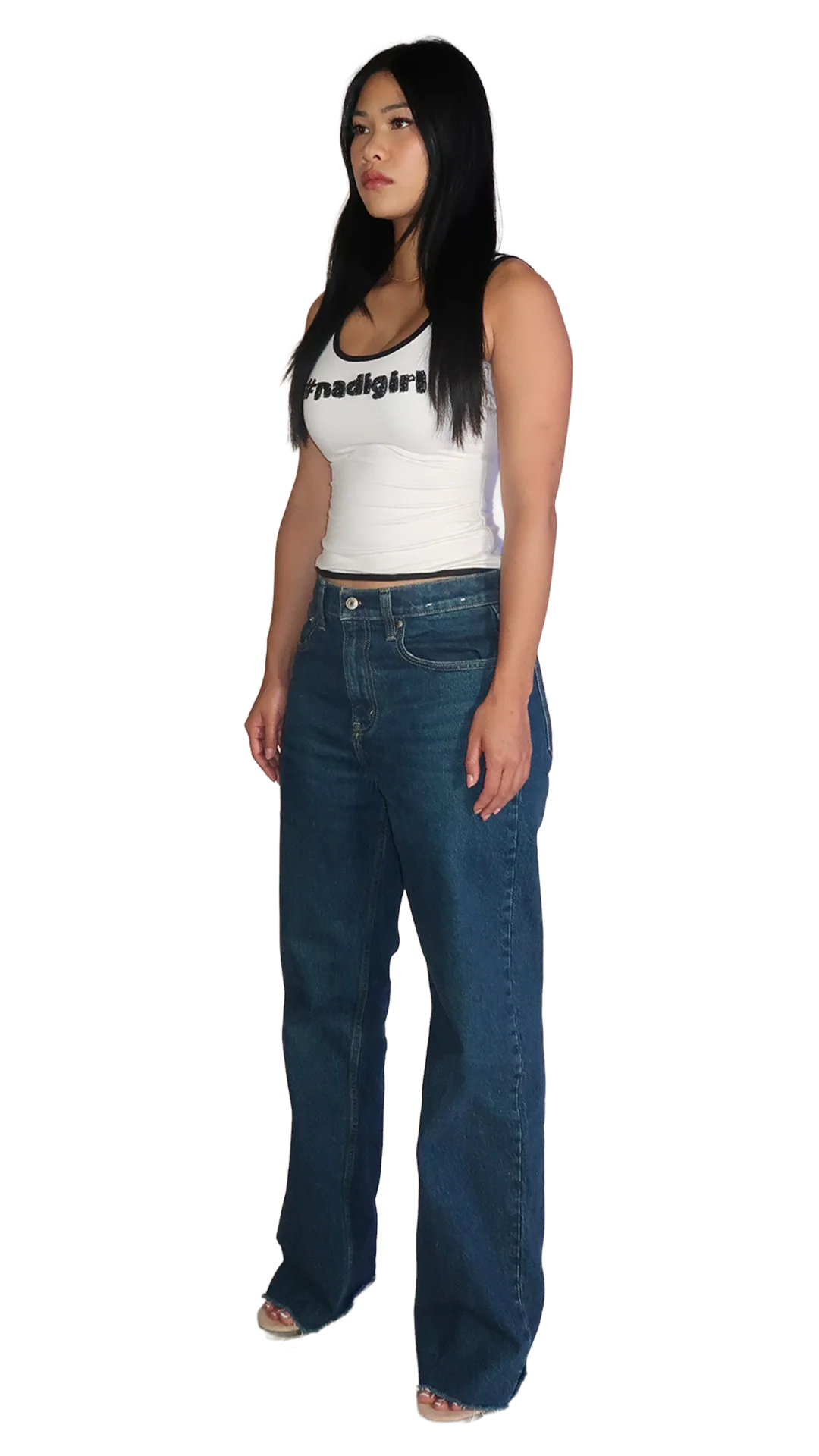 WHITE/BLACK #nadigirl TANK TOP - Image 5